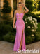 Glamorous Pink Beaded Strapless Mermaid Dress With High Slit, PD1327