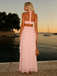 Elegant Chiffon Halter Sleeveless A-Line Maxi Prom Dress/Graduation Dresses With Ruffles, PD01194