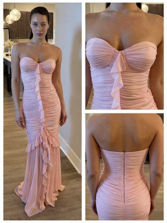 Elegant Chiffon Sweetheart Sleeveless Side Slit Mermaid Maxi Prom Dress/Graduation Dresses With Ruffles, PD01196