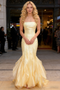 Shiny Organza Sweetheart Sleeveless Mermaid Maxi Prom Dress/Graduation Dresses With Ruffles, PD01198