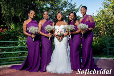 Mismatched Sexy Soft Satin And Tulle Sleeveless Mermaid Floor Length Bridesmaid Dresses, SFWG00536