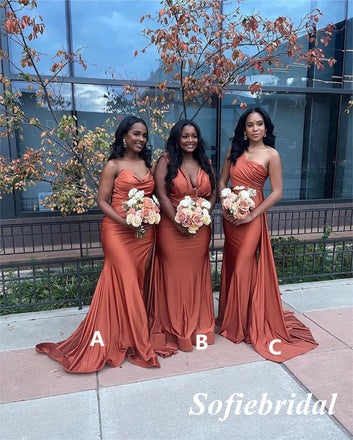 Mismatched Soft Satin Mermaid Floor Length Bridesmaid Dresses, SFWG00571