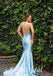 Sexy Elastic Satin Spaghetti Straps V-Neck Lace Up Back Mermaid Long Prom Dresses, PD0878