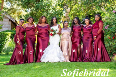 Sexy Mismatched Burgandy Soft Satin Mermaid Floor Length Bridesmaid Dresses, SFWG00531