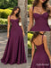 Plum Chiffon Wide Strap Sweetheart A-Line Gown With Twisted Ruched Bodice & Flowy Full Skirt, PD13882