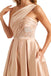 One Shoulder A Line Satin Slit Prom Dress with Pockets,SFPD0184