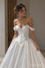 White Mikado Satin Off The Shoulder Sweetheart Corset Ball Gown Floor Length Wedding Dress, SFWD0103