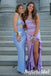 Sexy Lilac Soft Satin Spaghetti Straps Sleeveless Lace Up Back Mermaid Maxi Prom Dress, PD01140