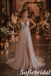 Beaded Tulle Plunge V-Neck A-Line Wedding Dress, SFWD0091
