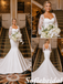 Satin Lace Long Sleeves Mermaid Wedding Dress, SFWD0092