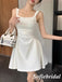 Elegant White Satin Spaghetti Straps Sleeveless A-Line Short Prom Dresses/Homecoming Dresses,HD0226