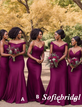 Mismatched FDY Fabric Mermaid Floor Length Bridesmaid Dresses, SFWG00565