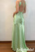Sexy Soft Satin Spaghetti Straps V-Neck Sleeveless Mermaid Maxi Prom Dress, PD01161
