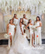Mismatched White Side Slit Mermaid Floor Length Bridesmaid Dresses, SFWG00579