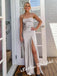 Sexy Soft Satin Spaghetti Straps Sleeveless Side Slit Mermaid Maxi Prom Dress, PD01175