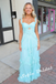 Sexy Chiffon Spaghetti Straps Sleeveless Ruffled A-Line Maxi Prom Dress/Graduation Dresses, PD01178