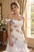 Ivory Chiffon Beaded Floral Applique Off Shoulder Open Back A-Line Wedding Dress,PD1346