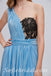 Sexy Blue Special Fabric One Shoulder A-line Side Slit Long Prom Dresses With Beading,SFPD0352