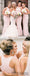 Mermaid Round Neck Long Simple Pink Bridesmaid Dresses, BD1020