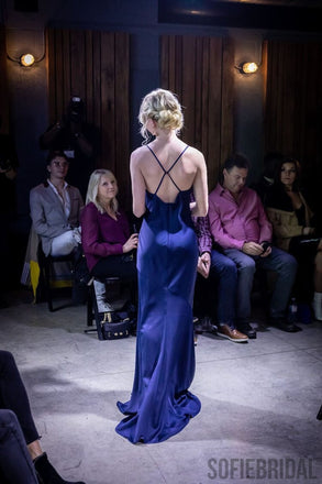 Mermaid Straps Navy Blue Backless Long Simple Bridesmaid Dresses, BD1072