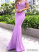 Simple Off-shoulder Mermaid Long Lilac Prom Dresses, PD0093