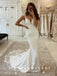 Mermaid Deep V-Neck Straps Cheap Long Wedding Dresses With Lace,SFWD0010