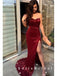 Sexy Mermaid Sweetheart Dark Red Cheap Long Prom Dresses With Split Side,SFPD0010