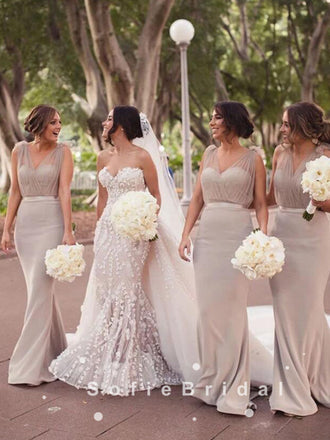 See Through Mermaid Sweetheart Cheap Bridesmaid Dresses With Belt,SFWG0011