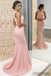 Mermaid Round Neck Long Simple Pink Bridesmaid Dresses, BD1020
