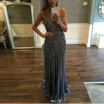 Spaghetti Rhinestone Prom Dresses, Mermaid Prom Dresses, Popular Prom Dresses, Prom Dresses, PD0361