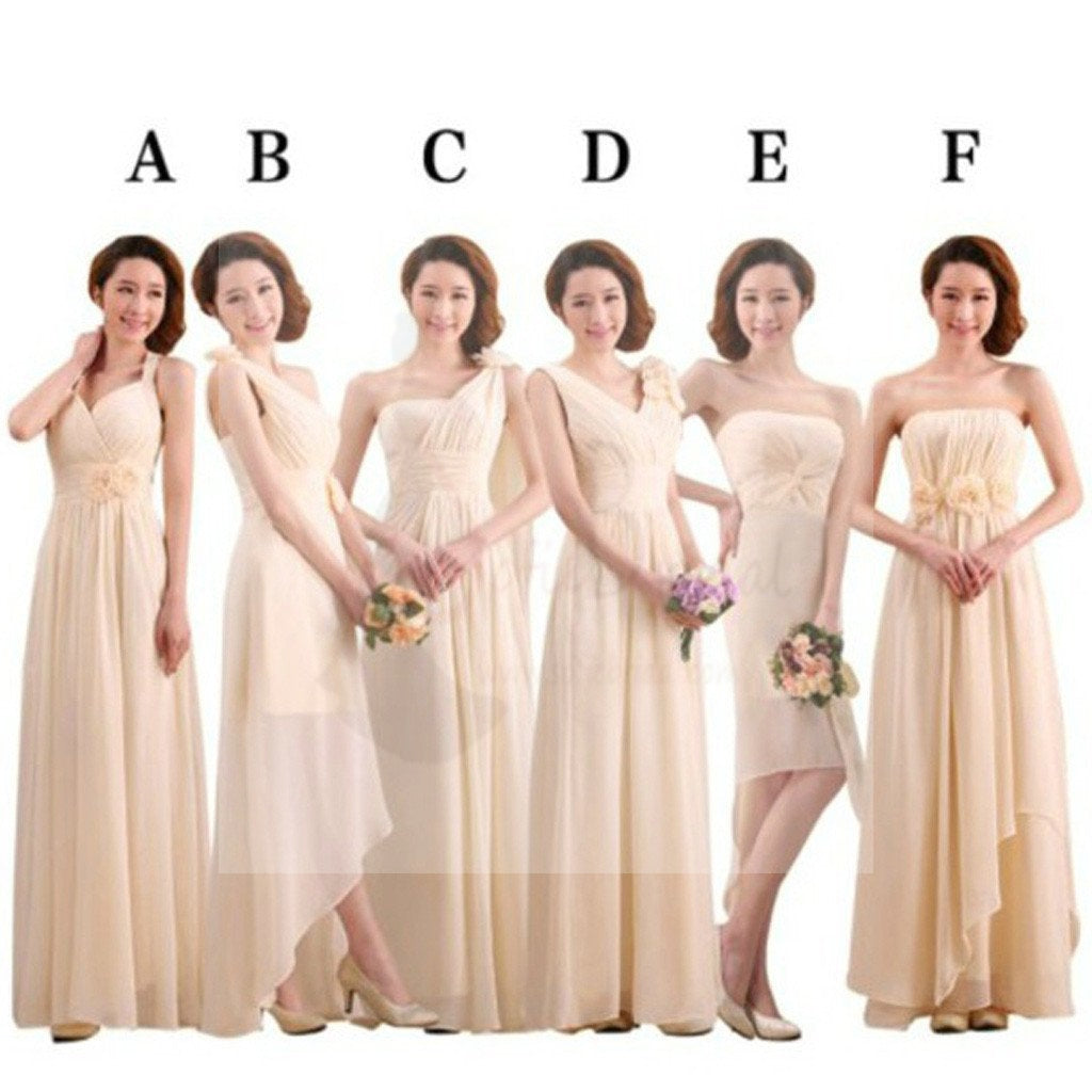 Mismatched Pretty Chiffon Long Different Styles Formal Cheap Maxi A Line Bridesmaid Dresses, WG118