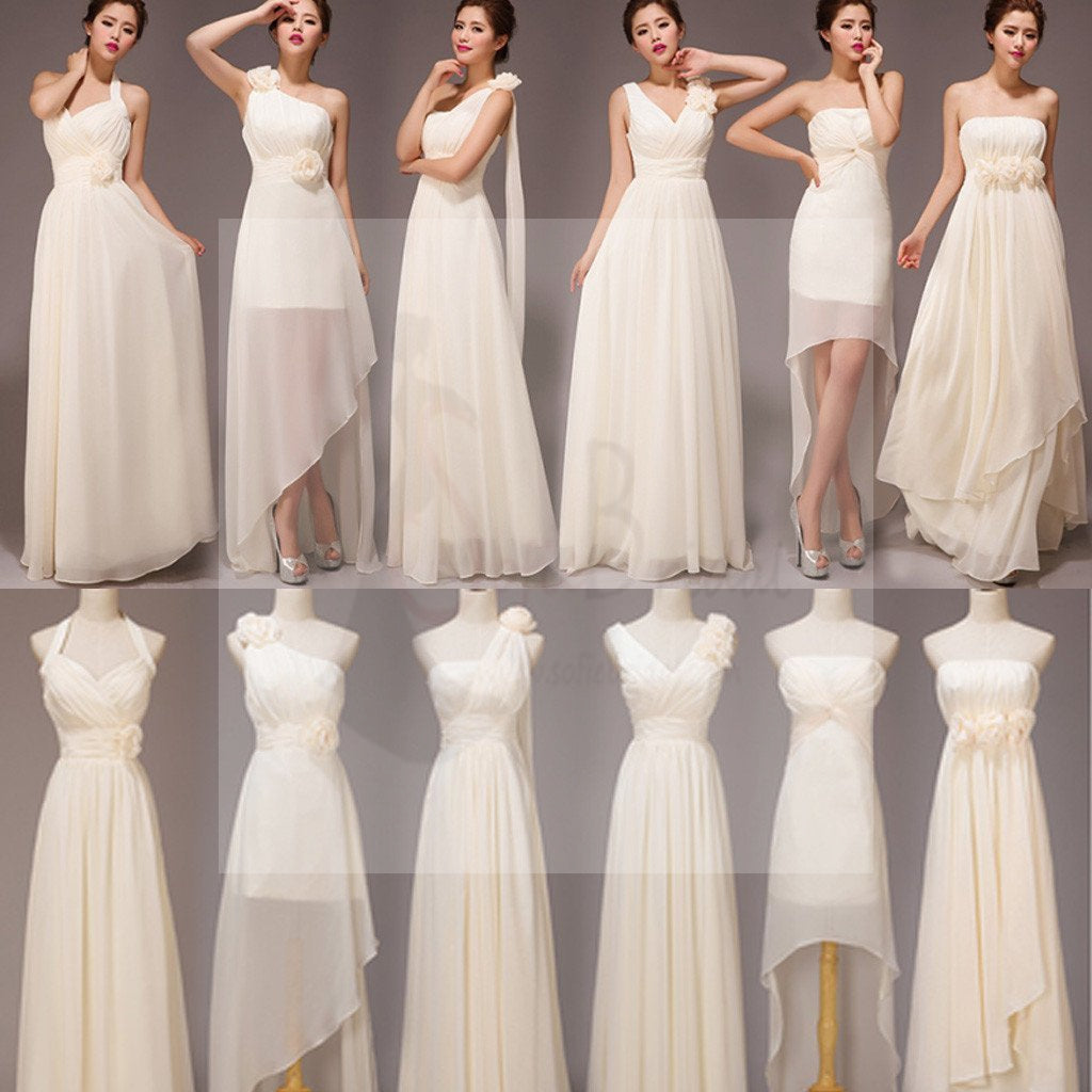 Mismatched Pretty Chiffon Long Different Styles Formal Cheap Maxi A Line Bridesmaid Dresses, WG118