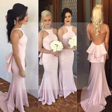 On Sale Popular Charming Open Back Sexy Mermaid Long Bridesmaid Dresses for Wedding, WG011