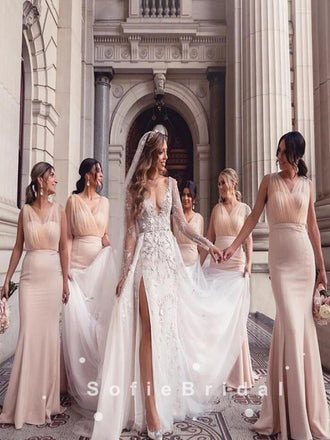 See Through Mermaid Sweetheart Cheap Bridesmaid Dresses With Belt,SFWG0011