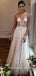 A-Line V-Neck Straps Tulle Floor Length Wedding Dresses With Lace,SFWD0012