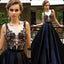 Black Appliques Sexy See Through Long A-line Cheap Prom Dresses, PD0252