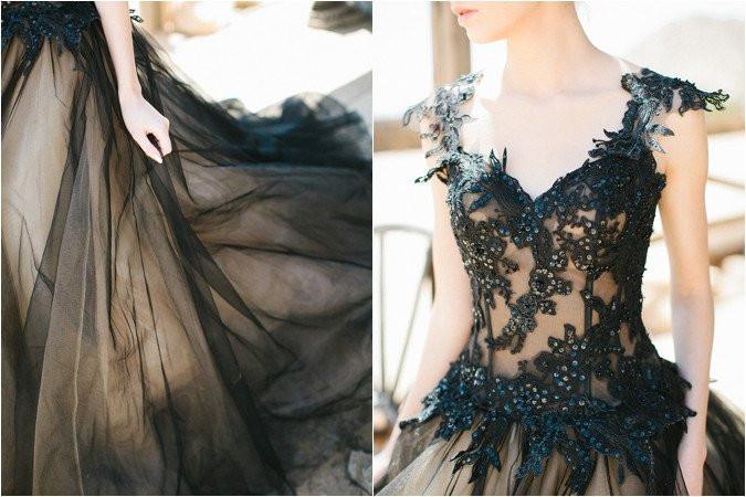 Gorgeous Black Lace Beaded Long A-line Black Tulle 2017 Popular Prom Dresses, PD0259
