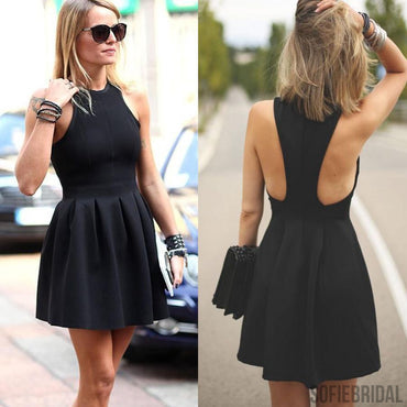 Popular black simple cocktail homecoming prom dresses, Little Black Dresses, SF0036