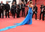 Black Lively Celebrity Inspired Blue Chiffon Shinny Side Slit Mermaid Prom Dresses, PD0257