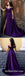 Elegant Purple Satin Off Shoulder V-Neck A-Line With Side Slit Long Prom Dresses,SFPD0315