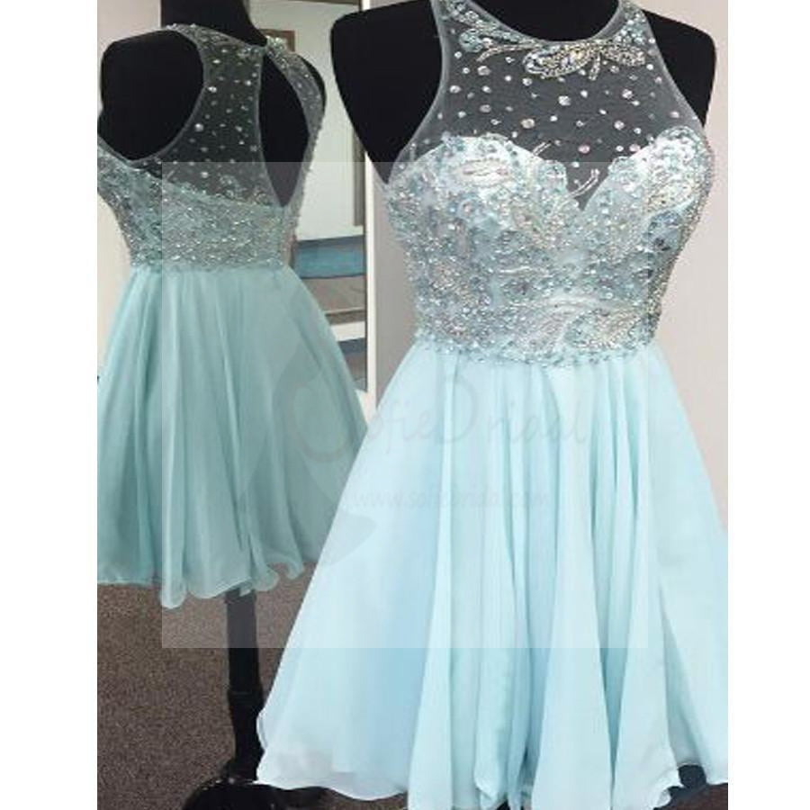 Short Tiffany Blue sparkly cute freshman cocktail homecoming prom dress,BD00173