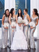 Elegant Sheath Mismatched Silver Sequined Floor Length Bridesmaid Dresses,SFWG0017