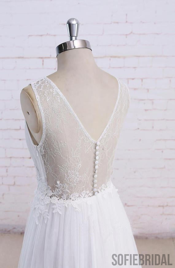 Sexy See Through Scoop Unique Lace Cheap Dresses For Wedding, WD395