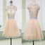 Beige Gorgeous beaded elegant fashion cute homecoming prom gown dresses, SF0051