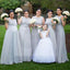 Silver Tulle Elegant Long Cheap Wedding Party Bridesmaid Dresses for Pregnant Girls, WG192