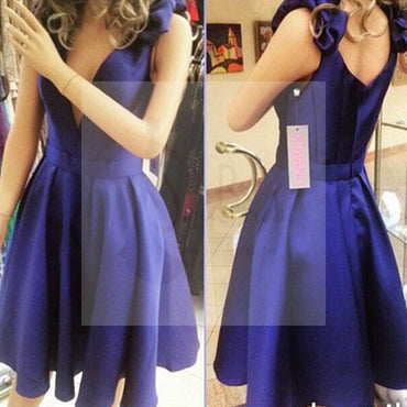 New Arrival Royal Blue simple V-neck junior charming for teens formal homecoming prom dresses, BD00197