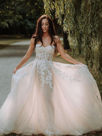 Newest Sweetheart A-line Long Wedding Dresses Online,SFWD0041