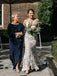 Gorgeous V-neck V-back Long Mermaid Shinny Wedding Dresses With Train, WD0209