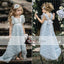 Pale Blue Lovely Floral Flower Girl Dresses, Little Girl Dresses, Flower Girl Dresses, FG086