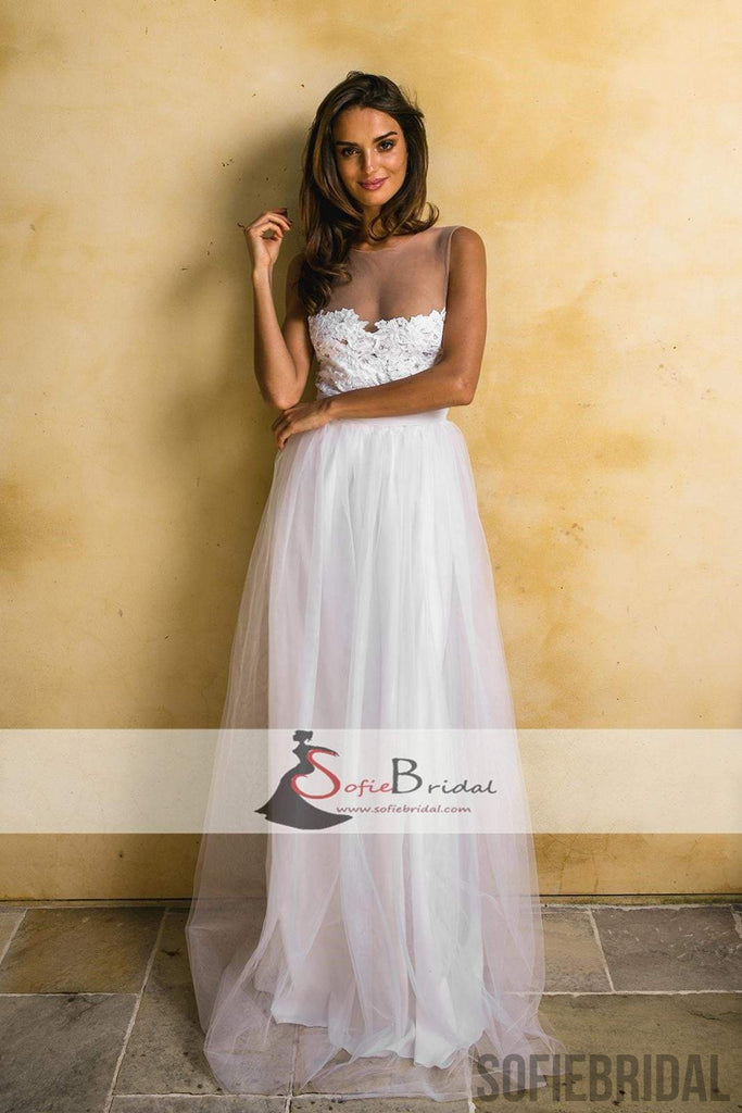 Simple Design Lace Tulle A-line Wedding Dresses, Cheap Wedding Dresses, Bridal Gown, WD0249